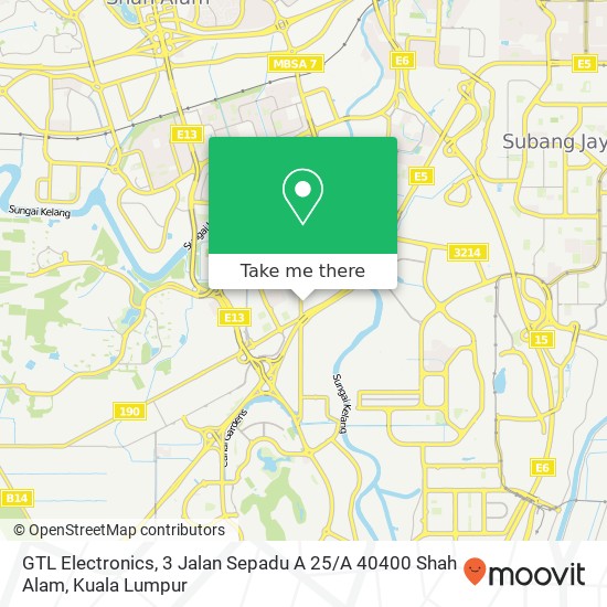 Peta GTL Electronics, 3 Jalan Sepadu A 25 / A 40400 Shah Alam