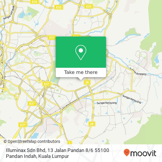 Peta Illuminax Sdn Bhd, 13 Jalan Pandan 8 / 6 55100 Pandan Indah