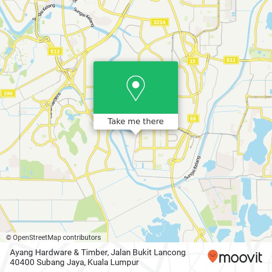 Peta Ayang Hardware & Timber, Jalan Bukit Lancong 40400 Subang Jaya