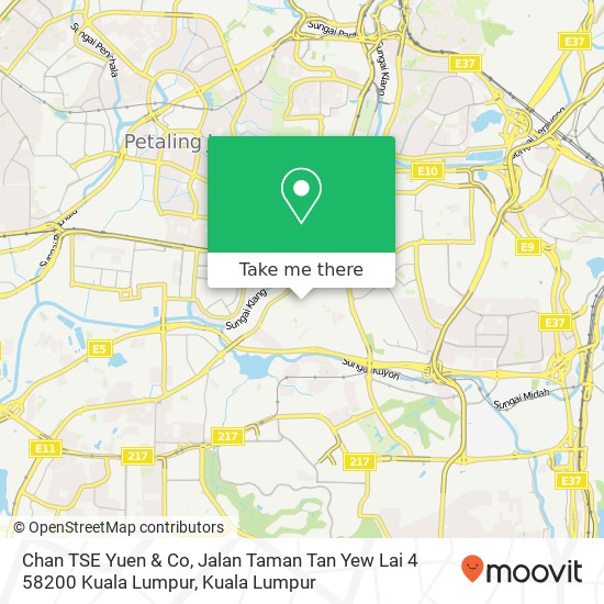 Peta Chan TSE Yuen & Co, Jalan Taman Tan Yew Lai 4 58200 Kuala Lumpur