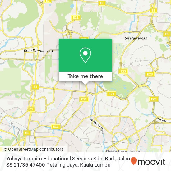 Peta Yahaya Ibrahim Educational Services Sdn. Bhd., Jalan SS 21 / 35 47400 Petaling Jaya