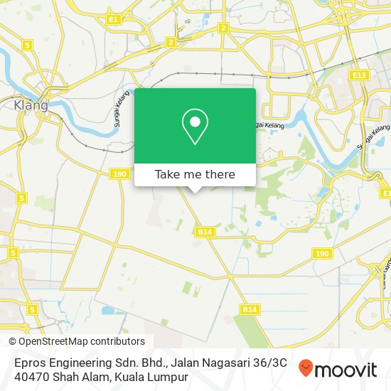 Peta Epros Engineering Sdn. Bhd., Jalan Nagasari 36 / 3C 40470 Shah Alam