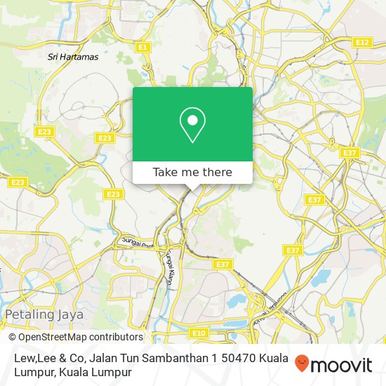 Peta Lew,Lee & Co, Jalan Tun Sambanthan 1 50470 Kuala Lumpur