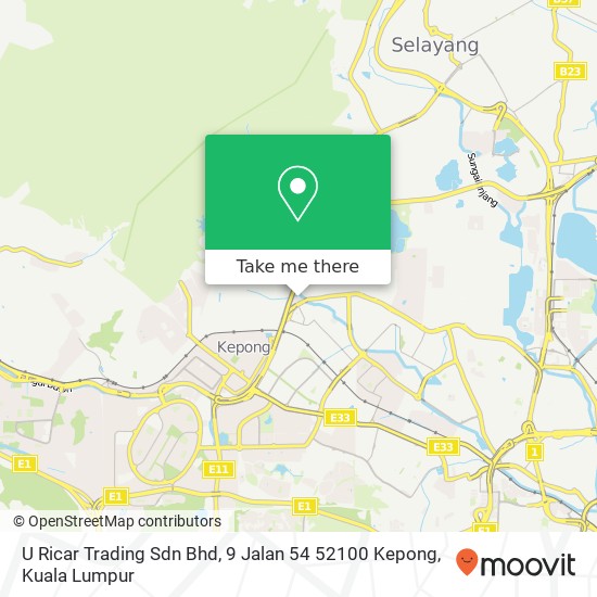U Ricar Trading Sdn Bhd, 9 Jalan 54 52100 Kepong map