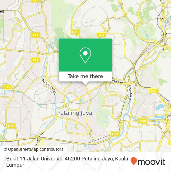 Peta Bukit 11 Jalan Universiti, 46200 Petaling Jaya