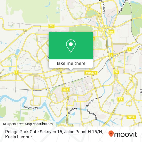Peta Pelaga Park Cafe Seksyen 15, Jalan Pahat H 15 / H