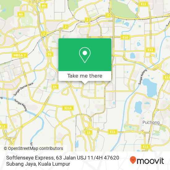 Peta Softlenseye Express, 63 Jalan USJ 11 / 4H 47620 Subang Jaya