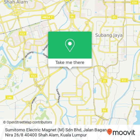 Sumitomo Electric Magnet (M) Sdn Bhd, Jalan Bagan Nira 26 / 8 40400 Shah Alam map