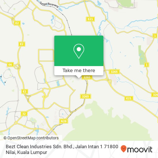 Peta Bezt Clean Industries Sdn. Bhd., Jalan Intan 1 71800 Nilai