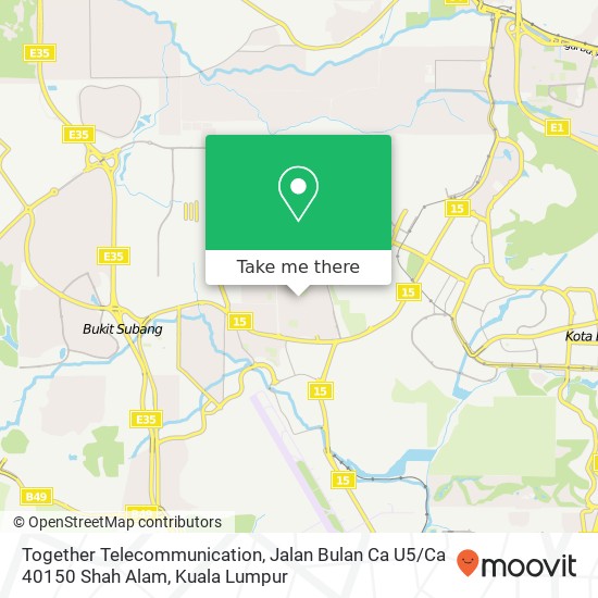 Together Telecommunication, Jalan Bulan Ca U5 / Ca 40150 Shah Alam map