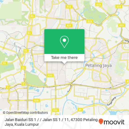 Peta Jalan Baiduri SS 1 / / Jalan SS 1 / 11, 47300 Petaling Jaya