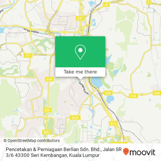 Pencetakan & Perniagaan Berlian Sdn. Bhd., Jalan SR 3 / 6 43300 Seri Kembangan map