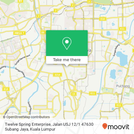 Peta Twelve Spring Enterprise, Jalan USJ 12 / 1 47630 Subang Jaya