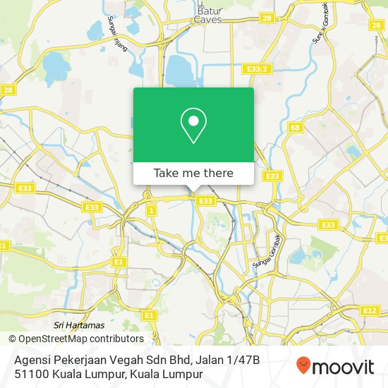 Agensi Pekerjaan Vegah Sdn Bhd, Jalan 1 / 47B 51100 Kuala Lumpur map