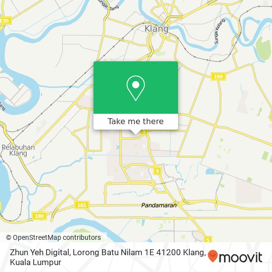 Peta Zhun Yeh Digital, Lorong Batu Nilam 1E 41200 Klang