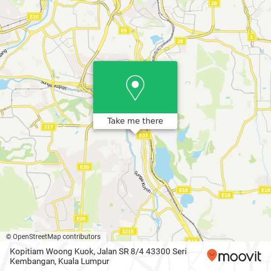 Peta Kopitiam Woong Kuok, Jalan SR 8 / 4 43300 Seri Kembangan