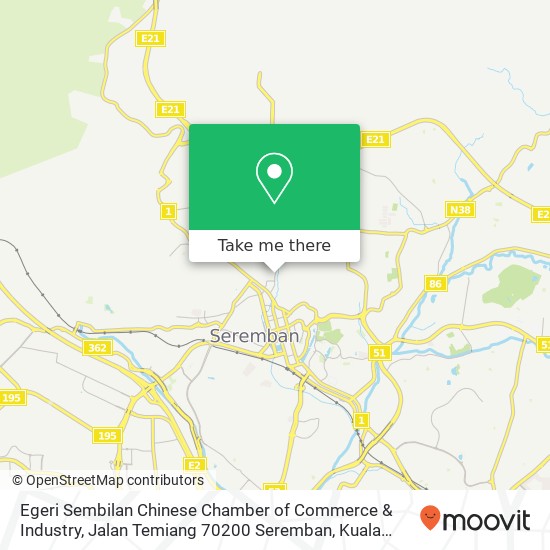 Egeri Sembilan Chinese Chamber of Commerce & Industry, Jalan Temiang 70200 Seremban map