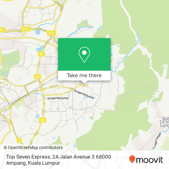 Peta Top Seven Express, 2A Jalan Avenue 3 68000 Ampang