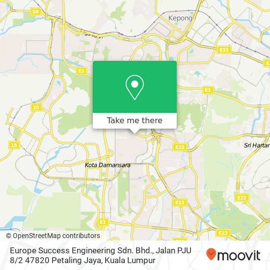 Peta Europe Success Engineering Sdn. Bhd., Jalan PJU 8 / 2 47820 Petaling Jaya