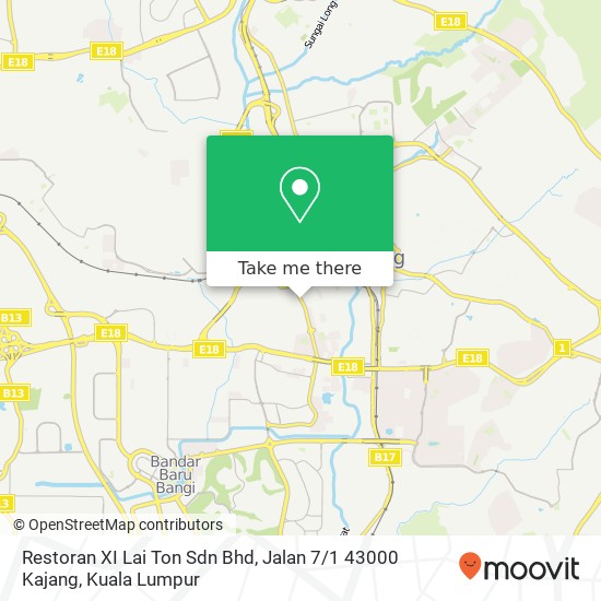 Restoran XI Lai Ton Sdn Bhd, Jalan 7 / 1 43000 Kajang map