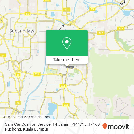 Sam Car Cushion Service, 14 Jalan TPP 1 / 13 47160 Puchong map