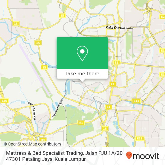 Peta Mattress & Bed Specialist Trading, Jalan PJU 1A / 20 47301 Petaling Jaya