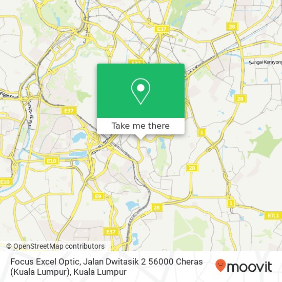 Peta Focus Excel Optic, Jalan Dwitasik 2 56000 Cheras (Kuala Lumpur)