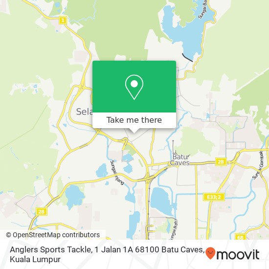 Peta Anglers Sports Tackle, 1 Jalan 1A 68100 Batu Caves