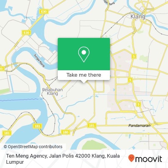 Peta Ten Meng Agency, Jalan Polis 42000 Klang