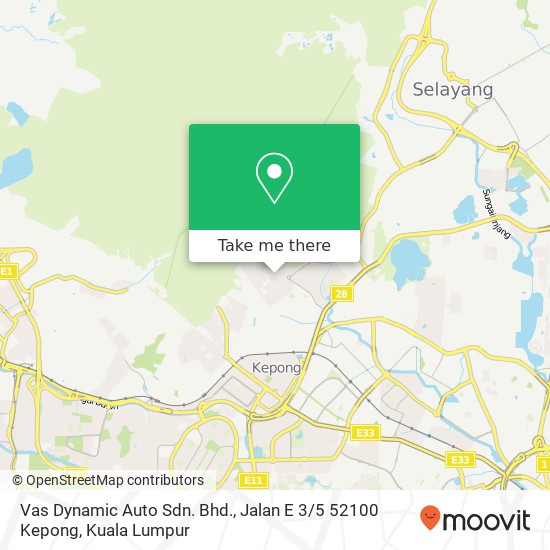 Peta Vas Dynamic Auto Sdn. Bhd., Jalan E 3 / 5 52100 Kepong