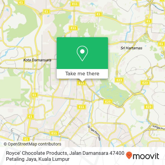 Peta Royce' Chocolate Products, Jalan Damansara 47400 Petaling Jaya