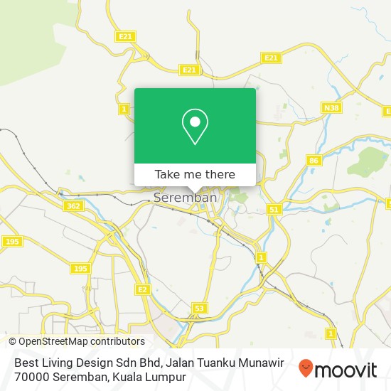 Peta Best Living Design Sdn Bhd, Jalan Tuanku Munawir 70000 Seremban
