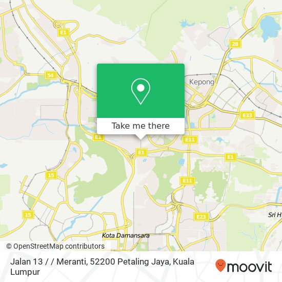 Peta Jalan 13 / / Meranti, 52200 Petaling Jaya