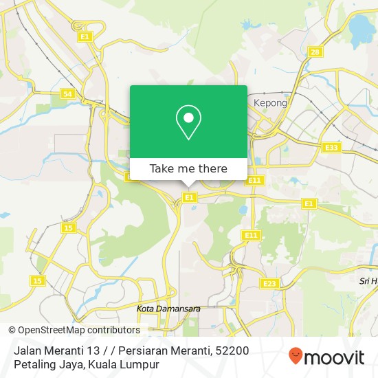 Jalan Meranti 13 / / Persiaran Meranti, 52200 Petaling Jaya map