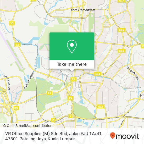 Peta VR Office Supplies (M) Sdn Bhd, Jalan PJU 1A / 41 47301 Petaling Jaya