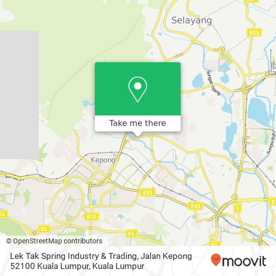 Lek Tak Spring Industry & Trading, Jalan Kepong 52100 Kuala Lumpur map