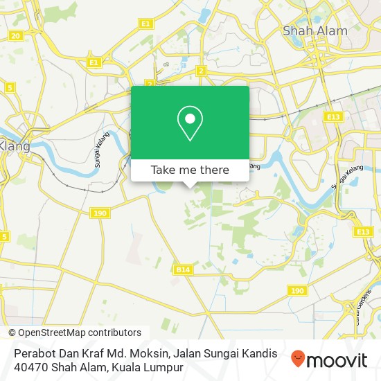 Peta Perabot Dan Kraf Md. Moksin, Jalan Sungai Kandis 40470 Shah Alam