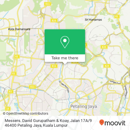 Peta Messers. David Gurupatham & Koay, Jalan 17A / 9 46400 Petaling Jaya