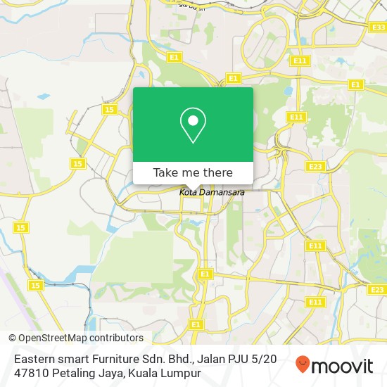 Peta Eastern smart Furniture Sdn. Bhd., Jalan PJU 5 / 20 47810 Petaling Jaya