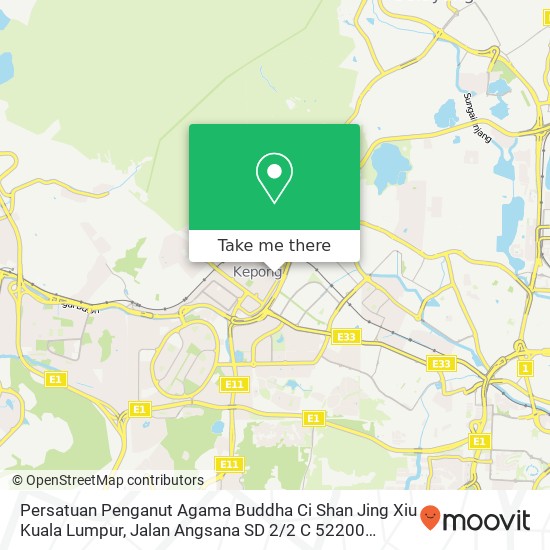 Persatuan Penganut Agama Buddha Ci Shan Jing Xiu Kuala Lumpur, Jalan Angsana SD 2 / 2 C 52200 Petaling Jaya map