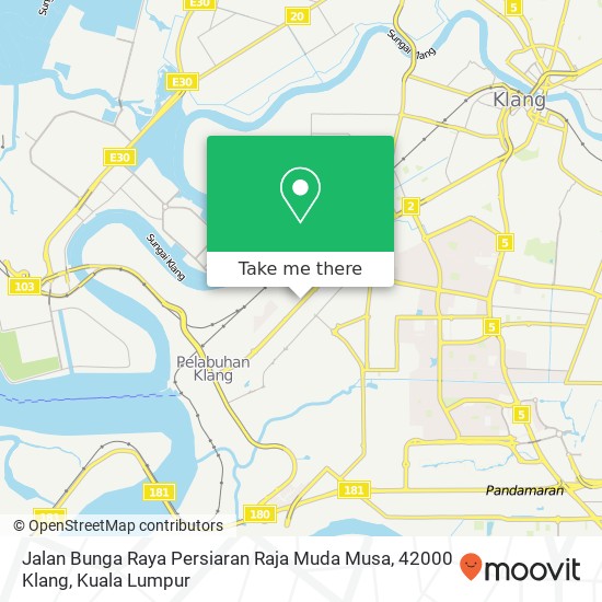 Peta Jalan Bunga Raya Persiaran Raja Muda Musa, 42000 Klang