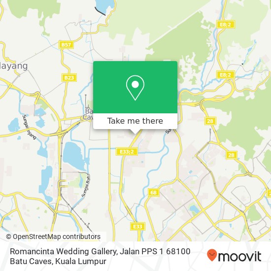 Peta Romancinta Wedding Gallery, Jalan PPS 1 68100 Batu Caves