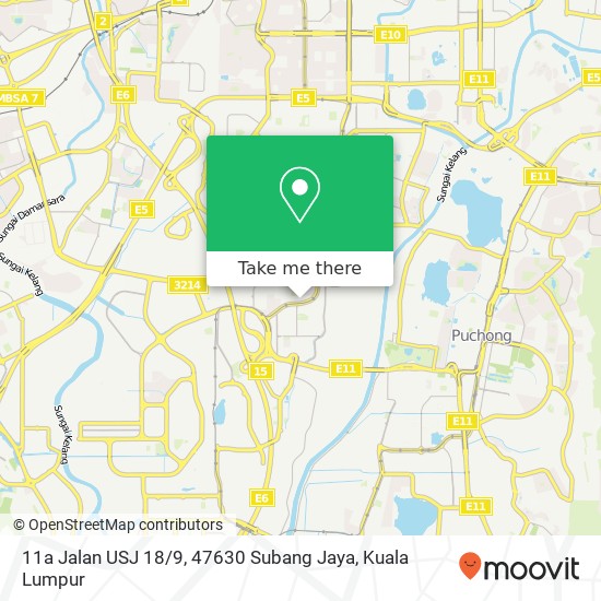 Peta 11a Jalan USJ 18 / 9, 47630 Subang Jaya