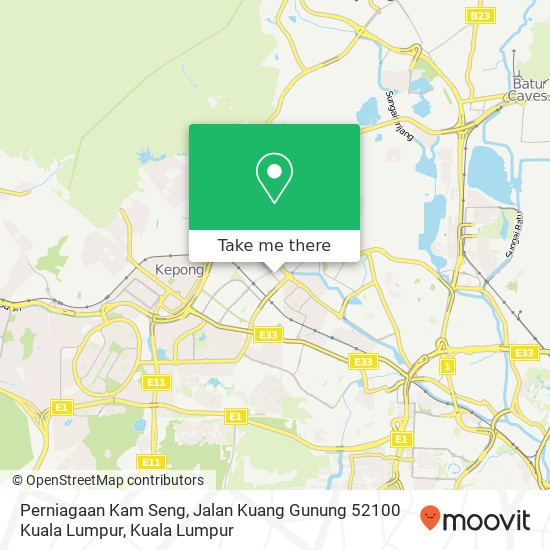 Perniagaan Kam Seng, Jalan Kuang Gunung 52100 Kuala Lumpur map