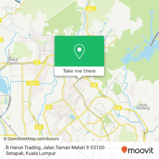 Peta B Harun Trading, Jalan Taman Melati 9 53100 Setapak