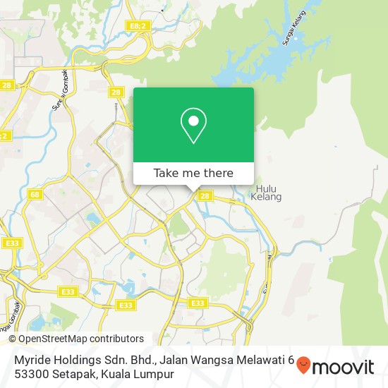 Peta Myride Holdings Sdn. Bhd., Jalan Wangsa Melawati 6 53300 Setapak