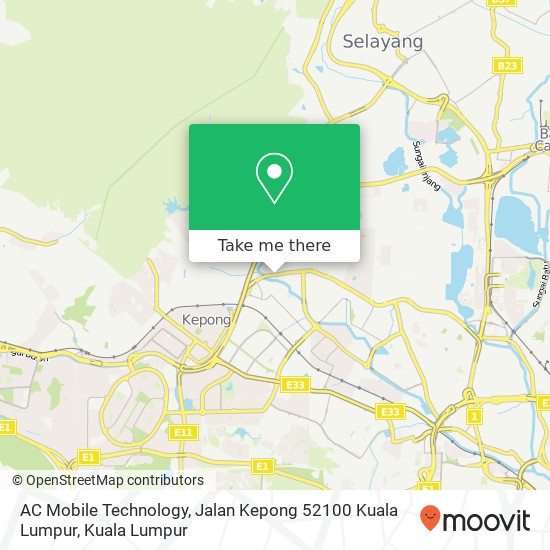 Peta AC Mobile Technology, Jalan Kepong 52100 Kuala Lumpur