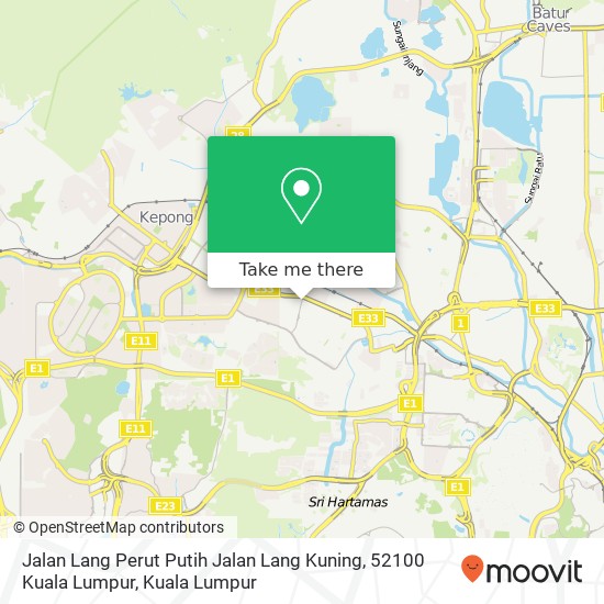 Peta Jalan Lang Perut Putih Jalan Lang Kuning, 52100 Kuala Lumpur