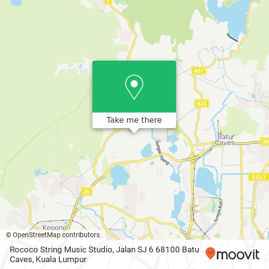 Peta Rococo String Music Studio, Jalan SJ 6 68100 Batu Caves