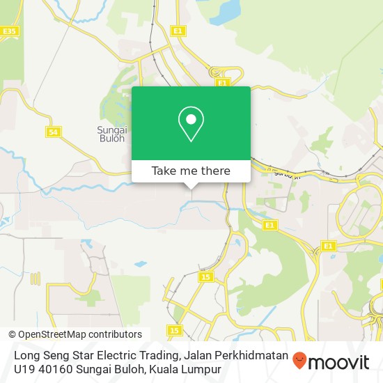 Peta Long Seng Star Electric Trading, Jalan Perkhidmatan U19 40160 Sungai Buloh